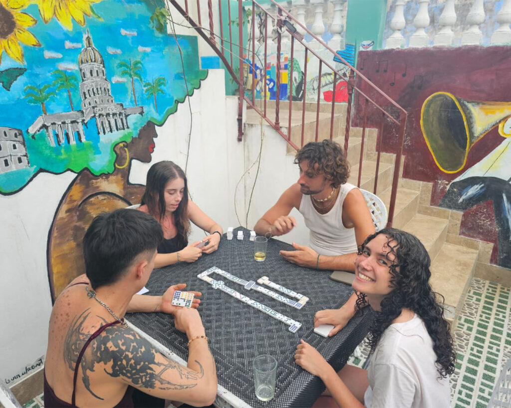 Playing dominoes